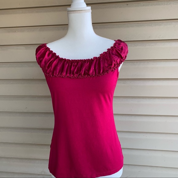 Ann Taylor Tops - •Ann Taylor• Ruched Sleeveless Top Burgundy-Size S